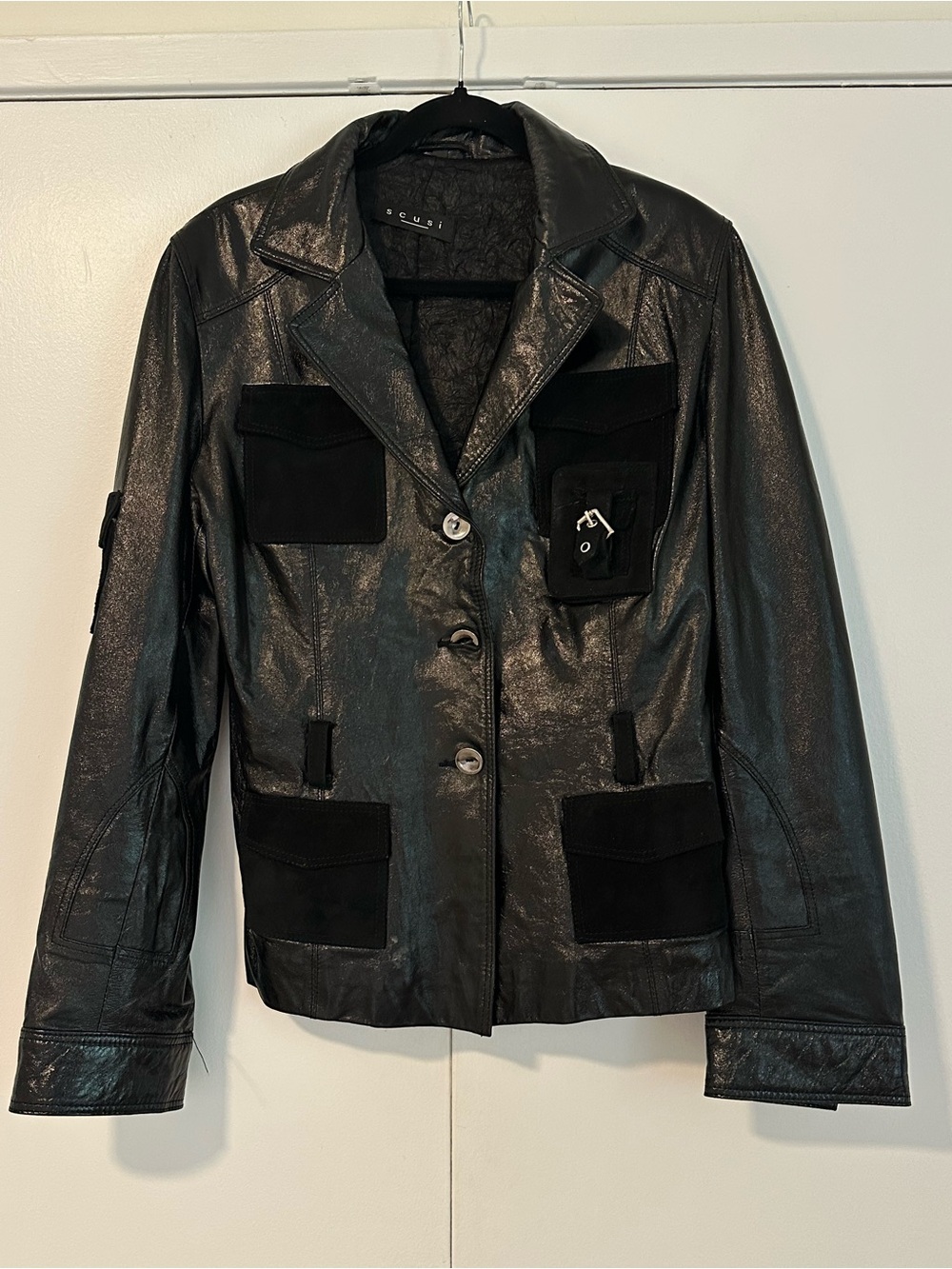 Black Lambskin Leather and Suede Jacket